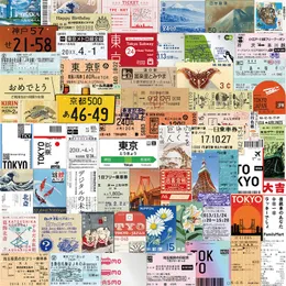 60pcs Tokyo Travel Travel Tickets ملصقات عتيقة التذاكر اليابان ملصقات الكتابة على الجدران الرسوم المتحركة شارات Kids Toy Diy Diy Scrapbook ملصق الهاتف المحمول الهاتف