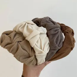 Neue Feste Farbe Breite Plissee Balck Stirnband Haar Hoop Frauen 2022 Mode Koreanischen Winter Stoff Haarbänder Headwear Haar Zubehör