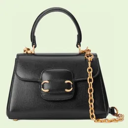 Horsebit 1955 Mini Classic Brown Leather Top Handle Bag Gold-toned Hardware Detachable Chain Strap Handbag Designer Black Shoulder Bags