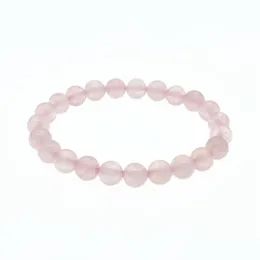 Braccialetti con ciondoli 6 8 10 mm Bracciale in pietra naturale con quarzo rosa in polvere di rosa Bracciale in pietra naturale Pse elastica Consegna a goccia 2022 Bracciali Dhm6H