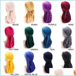 Beanie/Kafatası Kapakları 14 Molors Lüks Unisex Veet Durags Astarlar Bandana Türban Uzun Kayış Korsan Kapakları Doo Durag Biker Meapwear Head DHB3B