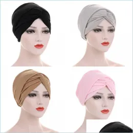 Paraorecchie Sovrapposizione Paraorecchie Cappello Fronte Tinta unita Indiano New Turban Cap Cambia Coda lunga Chemioterapia Moda Copricapo 8 8Qda K2 Dh0Xn