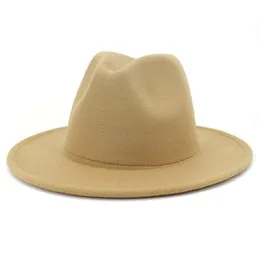 Wide Brim Hats Tan Burywork Artificial Wool Felt Jazz Fedora Hat And Belt Womens Flat Brim Panama Party Hat136 T2 Drop Delivery 2022 Dhgez