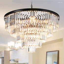 Pendant Lamps Modern LED Crystal Chandeliers Luminaria El Lobby Black Round Square Luxury Chandelier Lighting For Living Bedroom Droplight