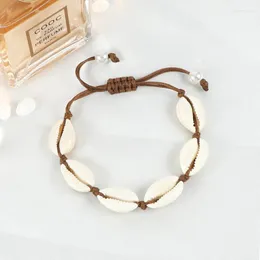 Charm Bracelets Vintage Boho Shell Bracelet Handmade Rope Chain Natural Cowrie Strand Women Femme Ankle Jewelry Party Gifts