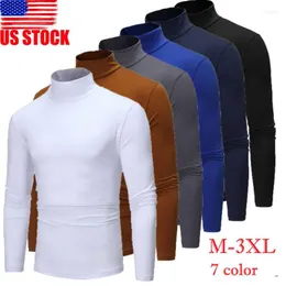 Men's T Shirts Autumn Winter Thermal Long Sleeve Roll Turtleneck T-Shirt Solid Color Tops Male Slim Basic Stretch Tee Top