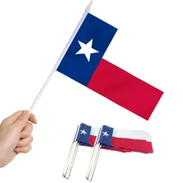 Bandiere Banner Bandiere Banner Stato del Texas Mini Bandiera tenuta in mano Piccola miniatura Tx Lone Star su bastone Resistente allo sbiadimento Colori vivaci 5X8 pollici Dhrot