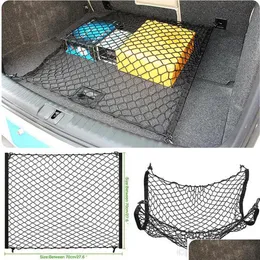 Car Organizer Car Boot Trunk String Bag 70Cm X Elastic Nylon Rear Cargo Storage Organizer Net With 4 Hooks Suv Styling Drop Delivery Dhw4P