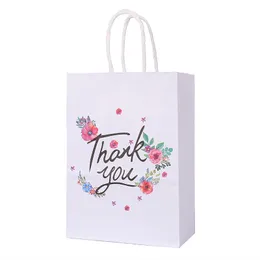 Confezione regalo creativa Borsa semplice per compleanno/festa/Natale/matrimonio Imballaggio sacchetto di carta kraft bianco