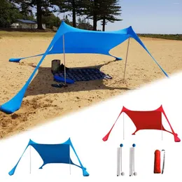 Namioty i schronienia namiot plażowy duży wiatrakowy schronienie słoneczne UPF50 Przenośne rodzinne markizy z 2 aluminiowymi słupami 1 torba do przenoszenia