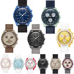 Planet biocer￢mico Lua Mens rel￳gios de fun￧￣o completa Quarz Chron￳grafo Miss￣o de Assistir Mercury 42mm Nylon Luxury Watch Edition Limited Master Wristwatches 0051