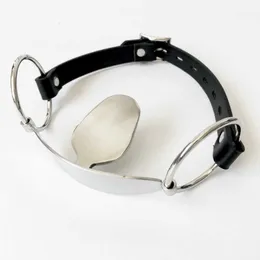 Sex leksaker masager massager bondage läder fetisch bondage öppen mun bit gag rostfritt stål bdsm återhållsamhet oral metall plugt leksaker produkter för kvinna slav kkob 6a3z