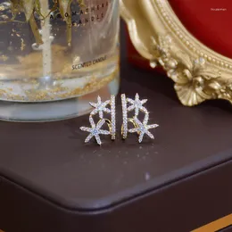 Stud Earrings Fashion Charm Shine Snowflake Shape Temperament Zirconia Delicate Elegant Personalized Glamour JewelryStud