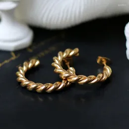 Backs Earrings Twist Rope Hoop Earring Stainless Steel C Half Stud For Women Minimalist 30mm Black Friday Sale 2022 Jewelry