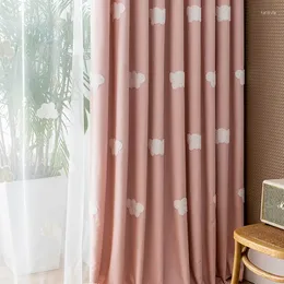 Curtain Nordic Simplicity And WarmthCartoon Pink Simple Cloud Embroidery Curtains For Bedroom Living Room Kid Girl Children's