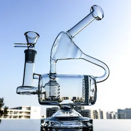 Narghilè a camera grande da 9 pollici Bong in vetro stile unico Beecomb Percolatore Bong Inline Perc Water Pipes 14mm Joint Dab Rigs con ciotola