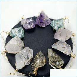 Pendant Necklaces Pretty Nature Stone Pendants Amethyst Rose Quartz White Crystal Lemon Fluorite Charms For Necklace 706 T2 Drop Del Dhxte