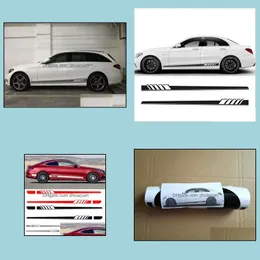 ملصقات السيارة الجديدة 2PCs/مجموعة ملصقات زخرفة تنورة جانبية Set Edition لفئة Benz C W205 C180 C200 C350 C63 AMG Drop Delivery 2022 DH46Q