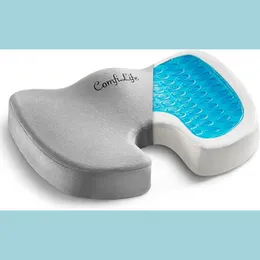 Seat Cushions Office Chair Car Gel Enhanced Seat Cushion - Non-Slip Orthopedic Memory Foam Coccyx For Tailbone Sciatica Back Pain D Dh9U2