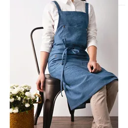 エプロンファッションファッションコットンデニムエプロン女性用男性キッチンクッキングベーキングレストランバーバーバリスタ調整可能なピナ
