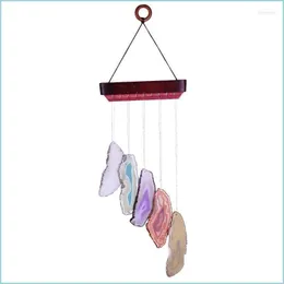 Jewelry Pouches Bags Jewelry Pouches Bags Retro Stained Agate Slices Wind Chimes Wooden Wall Hanging Ornaments Home Decoration Livin Dhsfm