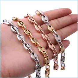 Chains Granny Chic Fashion 8Inch- 32 Inch For Choose Hip-Hop 7/9/11Mm Stainless Steel Coffee Beans Chain Necklace Mens Womens Jewelr Dhowm