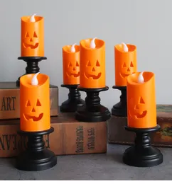 Halloween Colorful Simulation Candle Light Creative Pumkin Decoration Lamp Household Atmosphere Decor Lighting DIY Accessories