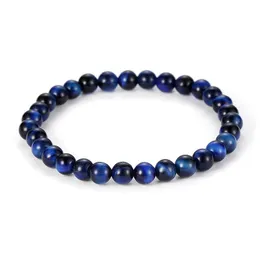 Beaded Strands Handmade 6Mm-10Mm Blue Tiger Eye Stone Beads Bracelet For Women Men Elastic Natural Fashion Jewelry Gift 1134 Q2 Dro Dheh6