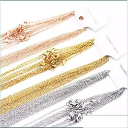 Zincirler 1mm 2mm paslanmaz çelik bağlantı zincirleri sier altın gül renk 45-60cm kadın erkekler diy kolye takılar fit kolye bk satış 1154 b3 dhr7k