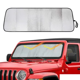 Bil Sunshade Windshield Sunshade Sun Shade Heat Shield Visor Mat för Jeep Wrangler JL JLU Interiör Tillbehör Drop Delivery 2022 Mob DHBJN