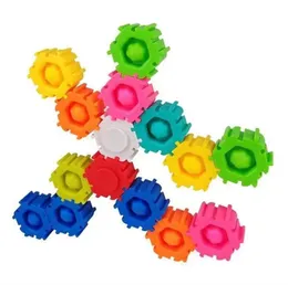 Finger Spinner Fidget Toy Push Bubble Spinning TOP Sensory Rozgniwale łamigłówki Budowanie Spinnerów Unlimited Spling Combination Block Puzzles Toys ZM1013