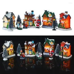 Decorazioni natalizie 10PCS Set di case Ornamento con luce a LED Villaggio di Babbo Natale Decorazioni per la casa Regali di Natale per bambini Anno 2022 Natal