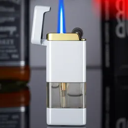 Ultra Thin Creative Grinding Wheel Lighter Metal Cigarette Lighters Windproof Torch Lighter Blue Flame Butane Gas Torches