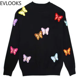 Women's Knits Tees Korean Women Knitted Embroidered Pullover Sweater Women's Butterfly Flower Sweater Femme Tricot Pull Autumn sweater fem T221012