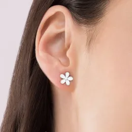 Set di orecchini a bottone con fiore margherita bianca per ragazze da donna, autentici gioielli in argento sterling 925 per festa di nozze con scatola originale per orecchini regalo fidanzata Pandora