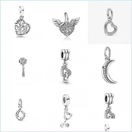 Charm Armband 925 Sterling Sier Lycka till Horseshoe Angel Wing Moon Family Tree Dingle P￤rlor Fit Original Pandora Charm Armband D Dhode