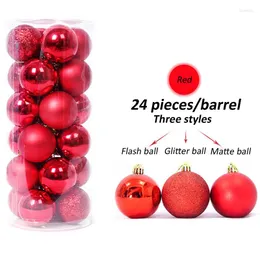 Decorazioni natalizie 24 pezzi 3/4/6 cm palline barile confezione in plastica decorata colori multipli ciondolo decorazione palla albero opzionale