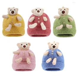 Chapéus de outono inverno fofo nascida bebê colorido chapéu de malha infantil crianças desenho animado urso de lã Capinho quente para meninas meninos presentes de natal