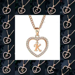 Pendant Necklaces Capital Heart Necklace For Women Girls Charm Personality 26 Letter Cz Love Pendant A-Z Alphabet Necklaces Fashion J Dhebh