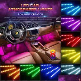 Decorative Lights Car Led Strip Lights 4Pcs 48 Mticolor Music Interior Atmosphere Rgb Smd Mood For Tv Home-Usb Drop Delivery 2022 Mob Dhswr