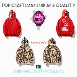 Męskie bluzy z kapturem Top Craftsmanship rekin sweter tie dye bluza z kapturem kurtka od projektanta tygrys pełny zamek błyskawiczny kolorowa bluza Luminous Fashion co-branding camouflage hoodys 5-13