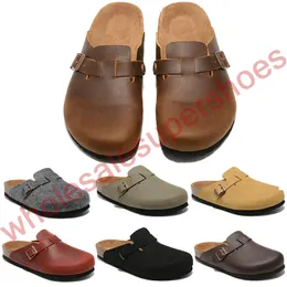 Neue Designer Sandalen Boston Sommer Kork Flat Pantoffeln Mode Leder Pantoffeln Lieblings -Strand -Freizeitschuhe Clogs f￼r Frauen M￤nner Bag Head Arizona Mayari Mayari