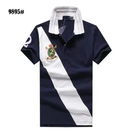 British style men's polos short sleeved T-shirt lapel business shirt Pearl cotton contrast casual oversize shirt