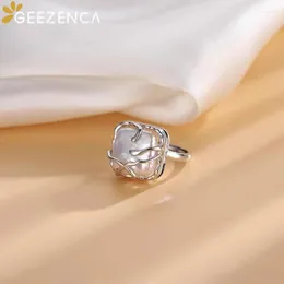 Pierścienie klastra geeazenca 925 Sterling Srebrny Twining Pearl Pierścień Koreański styl prosty regulowany prezent 2022
