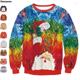 Мужские свитеры мужчины мужчины, женщины, уродливый рождественский свитер 3d забавный принт осенний экипаж.