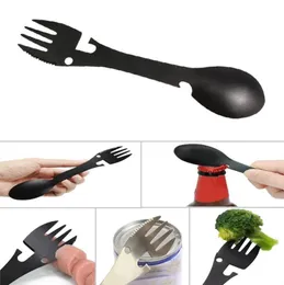 Bordsartiklar Forks Multi Tool Can Opener Flatware Portable Bottle Cutlery Multitool Camp Utensil Spork rostfritt st￥l Picknick