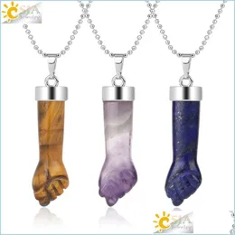 Colares pendentes design pingentes de pedra natural colares esculpidos braço roxo quartzo tigre lapis lapis reiki jóias mulheres dh0zc