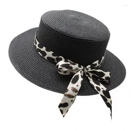 BERETS 2022 Natural Panama Soft Shaped Straw Hat With Ribbon Bow Summer Women Men Beach Sun Jazz Trilby Cap Wide Brim Fedora