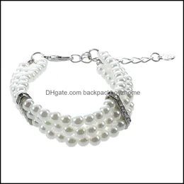 Collari per cani Guinzagli Collari per cani Guinzagli Gioielli Collana e gatti Accessori decorativi bianco perla S Drop Delivery 2022 Home Gar Otfwx