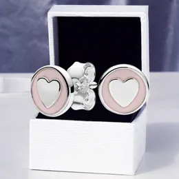 Orecchino a bottone rotondo in argento sterling 925 con cuore d'amore, placcato in oro giallo, gioielli di design per le donne, ragazze con scatola originale per orecchini a disco Pandora